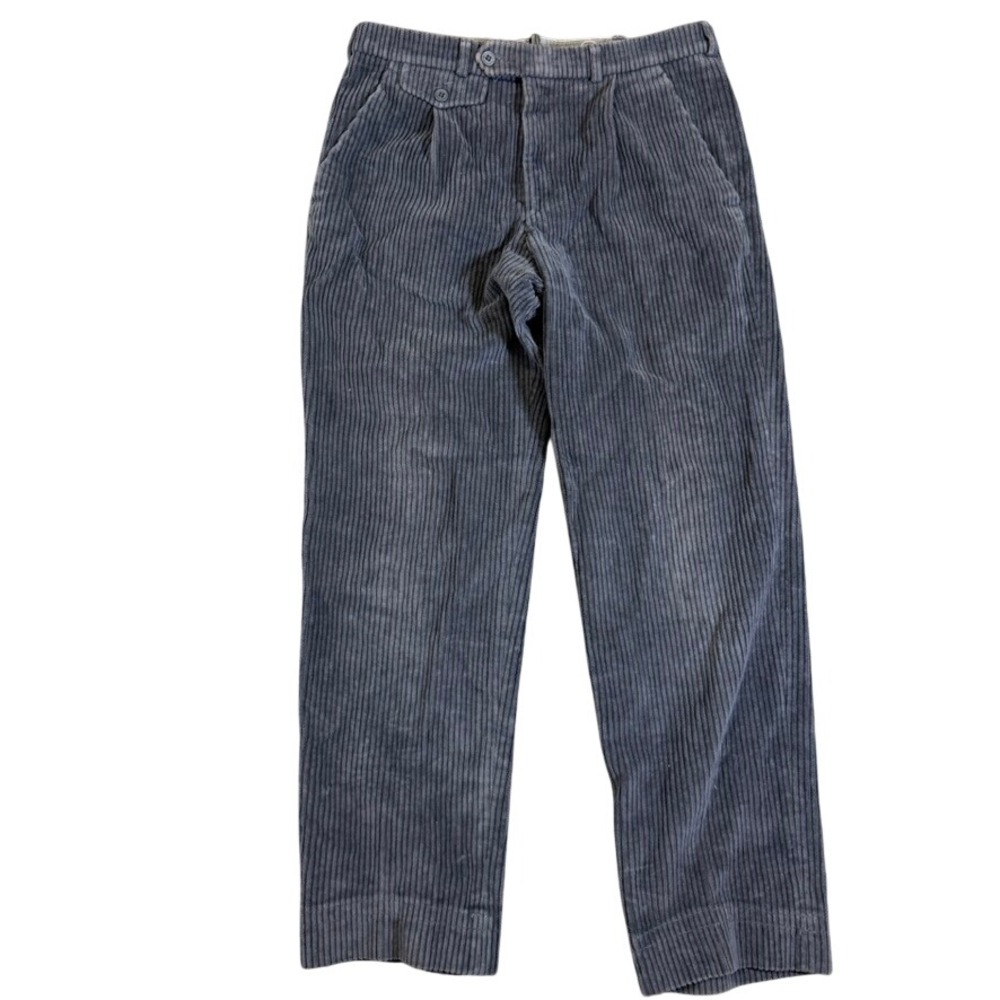 Bogner Mens Charcoal Gray Wide Wale Corduroy Pleated Straight Leg Pants Size 30
